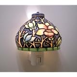 Tiffany Lamp Style Ceramic Collectible Night Light, Hand Painted and UL Rated for Safety