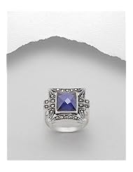 Purple CZ Ring In 92.5 Sterling Silver