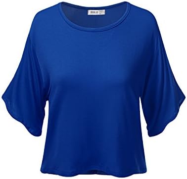 Doublju Women Stylish Basic Casual Active Basic Hot Item ROYALBLUE Crop Top ,Medium,M