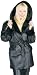 Belted 3/4 Length Ladies Black Leather Jacket Coat