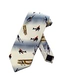 Parquet Old Fashioned Air Plane Wright Brothers Necktie - Off White- One Size Neck Tie