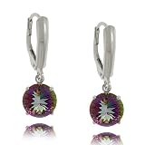 Mystic Fire Topaz Earrings Sterling Silver Dangles -NEW