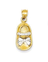 14K Yellow & Rhodium Polished Girl Shoe Charm Pendant