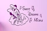 Personalised BABY MINNIE MOUSE Sweet Dreams Vinyl Wall Art Sticker - **ANY NAME** **16 colour choice