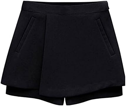 IYZF Stylish Summer Women's Solid Casual Flanging Shorts Pants Pantskirt All-match Color Black Size L