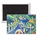 Mystical Village, 1985 (oil pastel on paper).. - 3x2 inch Fridge Magnet - large magnetic button - Magnet