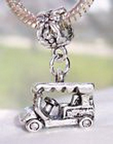 Beads Hut - Golf Cart Golfer Car Sports Vehicle 3D Dangle Bead for European Charm Bracelets