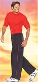 Mens Light Weight Poly Sport Gym Pants with Elastic Waistband