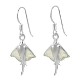 Sterling Silver with White Opal Sting Ray Earrings
