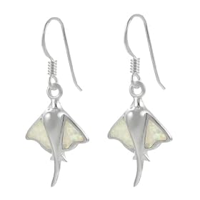 Sterling Silver with White Opal Sting Ray Earrings