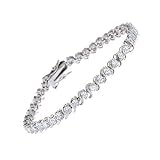 C.Z. Rhodium Plated 3MM "S" (.925) Sterling Silver Tennis Bracelet