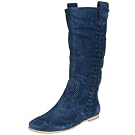 Nine West Women's Synge Flat Slouchy Boot,Dk Blue,7 M US