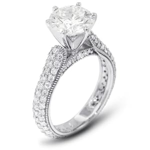 4.25 CT Good Round F-VS2 GIA Certified Diamond 14k Gold Three-Diamonds Row Engagement Ring 4.70gr