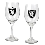Oakland Raiders NFL 2pc Wine Glass Set - Primary Logo
