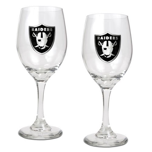 Oakland Raiders NFL 2pc Wine Glass Set - Primary Logo