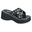 Demonia Shoes Women's FLIP-06, 2 1/2" Star Print & Studs Black Pu Sandal