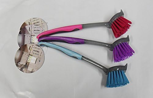 Household Kitchen Bath Scrub Brushes with Scraper Tip - Set of 3 - 8.75" Length