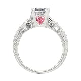 Shayla's Engagement Ring - Asscher Cut CZ and Pink Heart CZs - Silver - 7