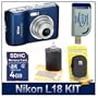 Nikon Coolpix L18 (Blue) Best Selling Super Savings Bundle