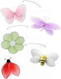 24 Multi Layered Butterfly Dragonfly Ladybug Flower Bee Mobile nylon hanging ceiling room decor