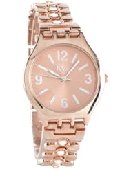 M&c Womens FC0376 - Fashion Watch - Rose-tone Rhinestone Studded Metal Band & Dial