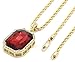 Mens Gold Plated Iced Out Black Octagon Ruby Pendant With 3mm 24