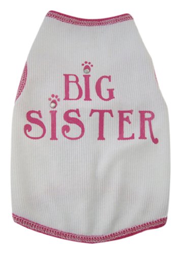 I See Spot's Dog Pet Cotton T-Shirt Tank, Big Sister, Large, White