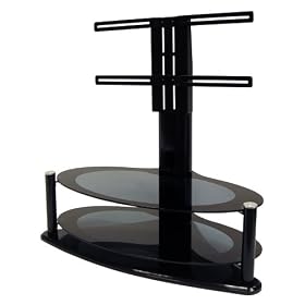 Icon Aero 4250+ - Black Glass Stand For LCD & Plasma Up to 42" - With Floating Bracket