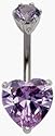 Beautiful swarovski 8mm hearts belly bar crystal and 6mm top gem ball. Simply beautiful | Belly Rings | Body Jewellery | Navel Jewellery | Silver Belly Bar | Available in bar length sizes 8mm, 10mm & 12mm