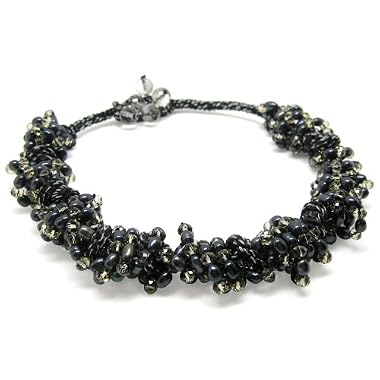 HinsonGayle Artisan Collection "Diana" Hand-Woven Black Cultured Pearl Necklace
