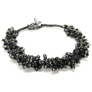HinsonGayle Diana Hand-Woven Black Pearl Necklace by