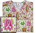 Peaches Uniforms - Peaches Uniforms Pink Ribbon Puzzle Cropped V-Neck Scrub Top (XS)