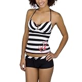 Xhilaration® Juniors Stripe Swimsuit- Black/White