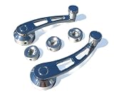 Produkt-Bild: Geschwungenes Fensterkurbelpaar aus poliertem Aluminium, mit Adapter f&uuml;r Opel + VW.