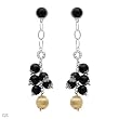 Made in Italy Attractive Earrings With 0.50ctw Cubic zirconia, Onyxes Well Made in 14K/925 Gold plated Silver. Total item weight 14.4g Length 81mm