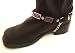Biker Boot Harness Chains Black Leather w Confederate Flag Ornaments