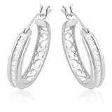 10k White Gold Diamond Baguette Hoop Earrings (1 4 cttw, I-J Color, I3 Clarity)