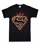 Superman - Flame Logo Black T-Shirt for men