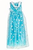 HBB Girl Snow Princess Ice Blue Dress Costume With Long Snowflake Cape, Size 4-12 (Size 7/8)