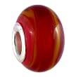 Pandora Style Charm Bead (Z379) - Glass (15mm x 9mm) (fits Troll too) ~ Red with Yellow Stripes