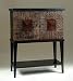 Antique Shoppe Coco Palm Twig "Dark Maple" Wine Cabinet with Black Stone Top By Powell Furniture