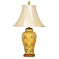 Mustard Porcelain With Blue Flowers Table Lamp - Mustard (26.5")