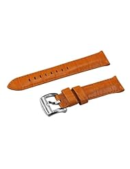 SR Orange Italian Calfskin Leather Padded Crocodile Grain 20mm Watch Strap with Stainless Steel Buckle