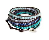 Chan Luu Stone Blue Mix Brown Leather Wrap Bracelet