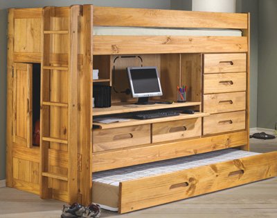 Cottage Futon DWF7003 All-In-One Loft Bed with Trundle - Pine