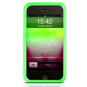iPhone 4th Generation Silicone Case for iPhone 4th Gen compatible with iPhone 4G 16GB / 32GB + Screen Protector and MiniSuit LCD Cleaner keychain - MiVizu Green Skin