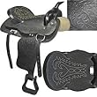 Embossed Black Leather Western Saddle - Sporting Goods > Horseback Riding