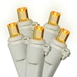 Set of 100 LED Amber Wide Angle Christmas Lights - White Wire