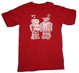 Happy Family Robots in Love Science Geek Mens T-Shirt - Large - Cranberry