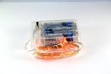 Micro LED 20 Amber Color Lights Battery Operated on 7ft Long Silver Color Ultra Thin String Wire